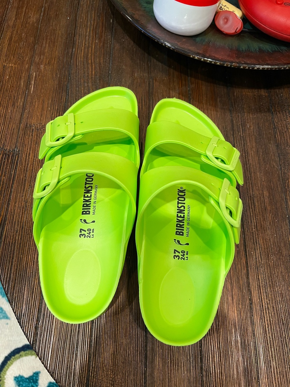 Birkenstock Neon lime green Arizona EVA Sandals - Picture 6 of 6
